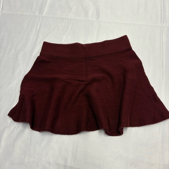 Talula by Aritzia Flare Skater Mini Skirt Maroon Red 100% Cotton Small Fall - Picture 4 of 9